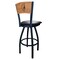 Holland Bar Stool Co 36" Blk Wrinkle Ferris State Swivel Bar Stool, Laser Engraved Back L03836BWMedMplAFerrStBlkVinyl - alternate 2