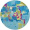 Homeroots 8' Aqua Green And Pink Round Abstract Washable Indoor Outdoor Area Rug 599534 - alternate 2