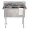 Koolmore 42 in. 18-Gauge 2-Compartment Commercial Sink with Backsplash, Bowl Dimensions 18''x18''x14'' KM-SB181814-N3 - alternate 1
