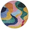 Homeroots 8' Green Orange And Pink Round Abstract Washable Indoor Outdoor Area Rug 604452 - alternate 2