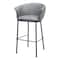 Homeroots 30" Gray And Black Faux Leather And Steel Bar Height Bar Chair 555665 - alternate 1