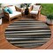 Homeroots 8' Black Brown And Ivory Round Striped Washable Indoor Outdoor Area Rug 597303 - alternate 1