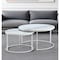 Homeroots Set of Two 31" White And Silver Genuine Marble And Iron Round Nested Coffee Tables 543850 - alternate 2