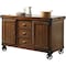 Homeroots Rustic Farmhouse Warm Tobacco Rolling Kitchen Cart 286605 - alternate 1