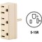 Leviton 006-00697-00I Triple Tap Outlet Adapter, 2 -Pole, 15 A, 125 V, 3 -Outlet, NEMA: NEMA 5-15R, Ivory 697-I - alternate 2