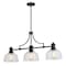 Vaxcel Beloit 3L LED Compatible Black Farmhouse Linear Chandelier Island Pendant Light Fixture Clear Glass H0293 - alternate 1