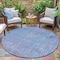 Homeroots 8' Blue And Ivory Round Abstract Washable Indoor Outdoor Area Rug 631061 - alternate 2