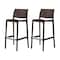 Homeroots Set of Four 30" Brown Faux Rattan Heavy Duty Plastic Low Back Outdoor Bar Height Chairs 565348 - alternate 1
