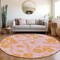Homeroots 8' Pink And Copper Round Floral Washable Indoor Outdoor Area Rug 600038 - alternate 2