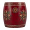 Homeroots 18" Red Iron Hand Painted Floral Round Drum End Table 634883 - alternate 2