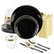 Elama 150 Piece Disposable Plastic Dinnerware Party Set for 25 Guests in Black with Gold Trim 750123351M - alternate 2
