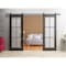 Sartodoors Sturdy Double Barn Door with Clear Glass, Lucia 2366 Matte Black and Aluminum Strips, 13FT Rail Ha LUCIA2366DB-BLK-84 x 96 (2* 42x96) - alternate 2