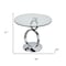 Homeroots 21" Clear and Silver Glass and Metal Round Pedestal End Table 554647 - alternate 2