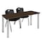 Regency Kee Training Table W/ 2 M Stack Chairs, 60 in W, 24 in L, Neo Walnut MT6024NWBPCM47BK - alternate 1