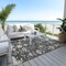 Homeroots 9' X 12' Charcoal Gray And Beige Floral Washable Indoor Outdoor Area Rug 605465 - alternate 2