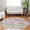 Homeroots 8' Green Ivory And Purple Round Striped Washable Indoor Outdoor Area Rug 589184 - alternate 2