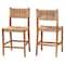 Bali & Pari Prita Bohemian Paper Loom and Natural Mahogany Wood 2-Piece Counter Stool Set 249-2PC-13882-ZORO - alternate 1