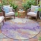 Homeroots 8' Purple And Gold Round Abstract Washable Indoor Outdoor Area Rug 631887 - alternate 2