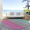 Homeroots 8' Blush Lime Green And Teal Blue Round Striped Washable Indoor Outdoor Area Rug 614799 - alternate 2