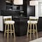 Armen Living Madrid 30in Swivel Bar Stool in Gold Brushed Stainless Steel with White Faux Leather LCMASWBABGLWH30 - alternate 2