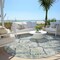 Homeroots 8' Artichoke Green Denim Blue And Silver Round Floral Washable Indoor Outdoor Area Rug 588854 - alternate 2