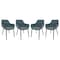 Leisuremod Markley Modern Leather Dining Arm Chair with Metal Legs, Peacock Blue, 4PK EC26BU4 - alternate 1