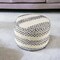Homeroots 18" Ivory And Blue Cotton Blend Round Striped Pouf Ottoman 551565 - alternate 1