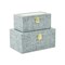 Homeroots Set of Two Blue Wood Metal And Fabric Box With Lid, 2PK 489363 - alternate 2