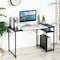Homeroots 47" Black and White Wood and Metal H-Shape Computer Desk 568050 - alternate 2