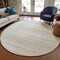Homeroots 8' Linen Gray And Beige Round Striped Washable Indoor Outdoor Area Rug 597261 - alternate 2