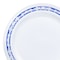 Smarty Had A Party 10.25" White with Blue and Silver Royal Rim Plastic Dinner Plates (120 Plates), 120PK 970BLS-CASE - alternate 2