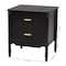 Baxton Studio Marisela Black Wood Nightstand with Gold Handles 260-14262-ZORO - alternate 2