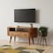Homeroots 35in Brown Solid Wood Enclosed Storage Entertainment Center 720011 - alternate 2
