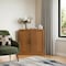Homeroots Set Of Two Brown Wood Corner Accent Cabinet With Two Doors 712115 - alternate 2
