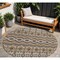 Homeroots 8' Taupe Brown And Ivory Round Moroccan Washable Indoor Outdoor Area Rug 594354 - alternate 1