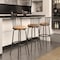Homeroots Set of Three Brown and Black Faux Leather and Iron Low Back Adjustable Height Swivel Bar Chairs 610396 - alternate 1