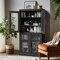 Homeroots 31" Black And Clear Glass Door Accent Cabinet With Three Shelves 564863 - alternate 3
