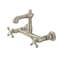 Kingston Brass Double-Handle Wall Mount Bathroom Faucet, Brushed Nickel KS7258AX - alternate 1
