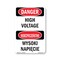 Signmission Safety Sign, OSHA Danger, 5" Height, High Voltage Bilingual, D-35-VP-1327 OS-DS-D-35-VP-1327 - alternate 1