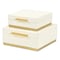 Homeroots Set of Two White And Gold Square Nesting Decorative Storage Boxes With Lids, 2PK 712923 - alternate 2