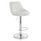 Elama 2 Pc Diamond Stitched Faux Leather Bar Stool in White with Chrome Base  and Adjustable Height ELM-704C-WHT - alternate 3