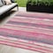 Homeroots 5' X 8' Pink Gray And Green Striped Washable Indoor Outdoor Area Rug 598915 - alternate 1