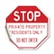 Signmission Stop Private Property Residents Onl, 10 Inch X 10 Inch, Vinyl Decal OC-D-10-307 - alternate 1