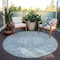 Homeroots 8' Sky Blue And Ivory Round Oriental Washable Indoor Outdoor Area Rug 603823 - alternate 2