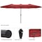 Pure Garden 15 ft Double Sun Patio Umbrella, Red, 12 Steel Ribs, 1.9 in Dia Steel Pole, Easy Crank Lift 50-LG1282 - alternate 2