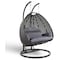 Leisuremod Charcoal Wicker Hanging 2 person Egg Swing Chair with Charcoal Blue Cushions ESC57CBU - alternate 1