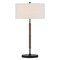 Homeroots 25" Brown and Black Metal Two Light Table Lamp With White Drum Shade 524306 - alternate 2