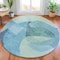 Homeroots 8' Teal Blue And Ivory Round Abstract Washable Indoor Outdoor Area Rug 630437 - alternate 2