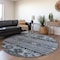 Homeroots 8' Blue Gray And Charcoal Round Tribal Washable Indoor Outdoor Area Rug 615400 - alternate 3