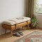 Homeroots 35in Brown Genuine Leather and Solid Wood Upholstered Storage Bench With Cabinet 717476 - alternate 2